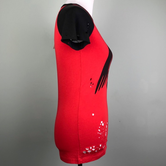 Gucci Red Skull Baseball T Shirt Size XS Ripped Wings Designer Top Distressed - Picture 3 of 8